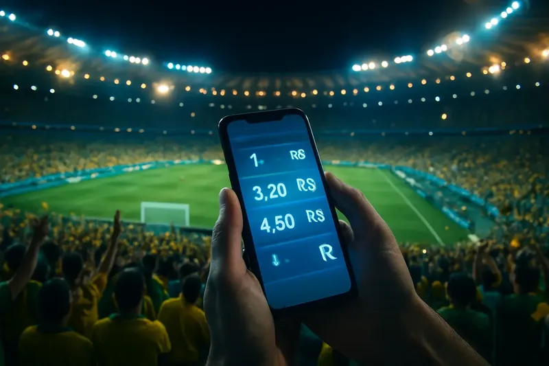 Torcida no Maracanã com celular exibindo odds ao vivo